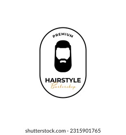 Creative man hairstyle bearded logo design illustration symbol icon