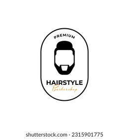 Creative man hairstyle bearded logo design illustration symbol icon