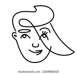 Creative man or woman doodle portrait. Illustration in outline style.