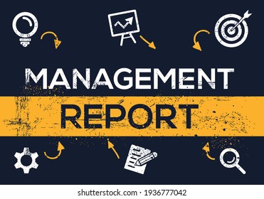 Creative (Management Report) Banner Word mit Icon, Vektorgrafik.