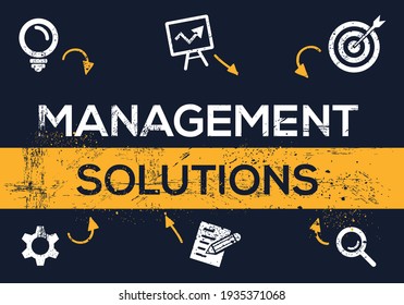 Creative (management solutions) Banner Word with Icon ,Vector illustration.