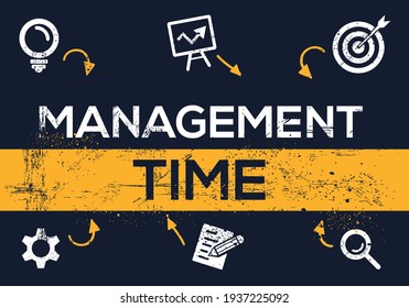 Creative (management time) Banner Word with Icon ,Vector illustration.