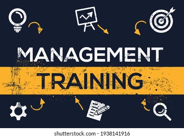 Creative (Management Training) Banner Word mit Symbol, Vektorgrafik.