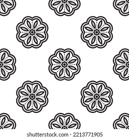 Arte creativo mandala Patrón sin foco en blanco y negro. Patrón Monocromo Tribal Resumen Sin Margen. Dibujar mano textura étnica. Ilustración vectorial.