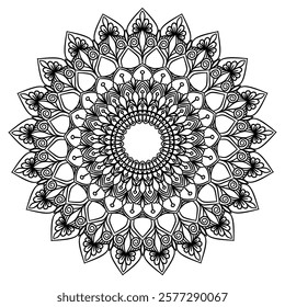 Creative Mandala Coloring Book, Vector File, Wall Art, Simple Mandala Art, Design for Wallpaper, T-shirt Pattern and Tile Sticker.