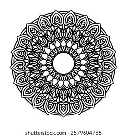 Creative Mandala Coloring Book, Vector File, Wall Art, Simple Mandala Art, Design for Wallpaper, T-shirt Pattern and Tile Sticker.