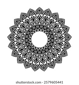 Creative Mandala Coloring Book, Vector File, Wall Art, Simple Mandala Art, Design for Wallpaper, T-shirt Pattern and Tile Sticker.