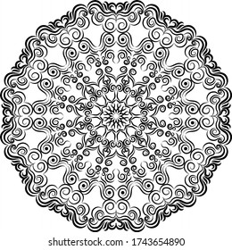 Creative Mandala Design. Mandala Mandalas ist schwarz-weiß für das Farbbuch. dekoratives Element.