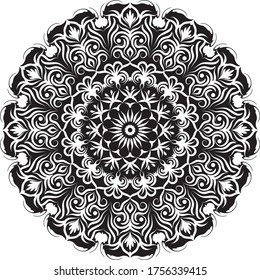 Kreatives Mandala-Design. Schwarz-Weiß Mandala.Mandalas für das Farbbuch. dekoratives Element.