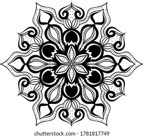 Diseño creativo de mandala. Mandala en blanco y negro. Mandalas para colorear un libro. elemento decorativo.