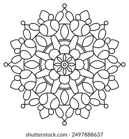 kreatives Mandala-Design mit klaren Linien zum Färben von Buch, Mandala-Design für Erwachsene zum Färben von Buch, Mandala-Kunst
