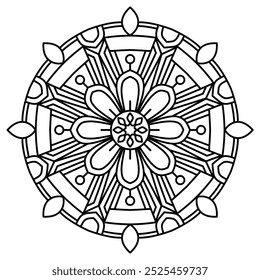 creative mandala design with clean lines for coloring book, tattoo and henna design , mandala design for adults and kids coloring book
