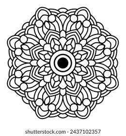 diseño creativo de mandala para colorear libro, diseño de tatuajes, diseño de mehendi, arte fácil de mandala
