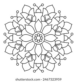 creative mandala design for coloring book, soothing and simple mandala art
