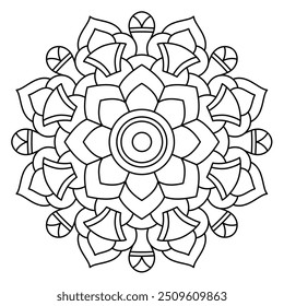 creative mandala design for coloring book, wall art, tile design, mandala art on white background

