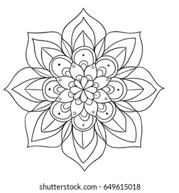 Easy Mandala Mandalas Flower Coloring Page Stock Illustration 1596795169