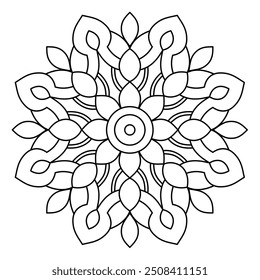Diseño creativo del mandala para la meditación y el libro de colorear, arte relajante del mandala para la paz interior, arte del mandala para el arte de la pared, diseño de la henna, diseño del tatuaje
