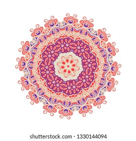 Creative mandala design. Symmetrical kaleidoscope pattern in oriental style. Line art. Vector.