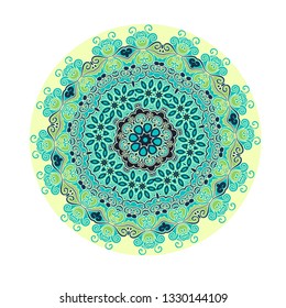 Creative mandala design. Symmetrical kaleidoscope pattern in oriental style. Line art. Vector.
