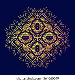 Creative mandala logo design. Symmetrical kaleidoscope pattern. For invitation, wedding, banner, greeting card. Vector illustration.