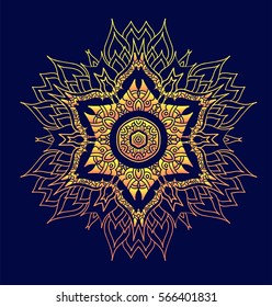 Creative mandala logo design template. Symmetrical kaleidoscope pattern. For invitation, wedding, banner, greeting card. Vector illustration.