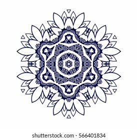 Creative mandala logo design template. Symmetrical kaleidoscope pattern. For invitation, wedding, banner, greeting card. Vector illustration on white background.