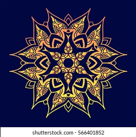 Creative mandala logo design template. Symmetrical kaleidoscope pattern. For invitation, wedding, banner, greeting card. Vector illustration.