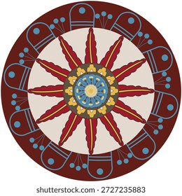 Parche ornamental de mandala creativo ; adornos creativos en un círculo ; fondo de Vector de mandala