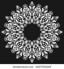 Creative mandala template design black and white background.