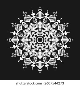 Creative mandala template design black and white background.