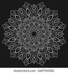 Creative mandala template design black and white background.