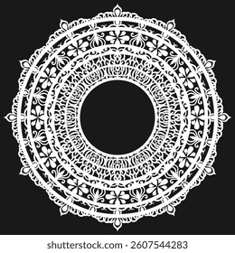 Creative mandala template design black and white background.