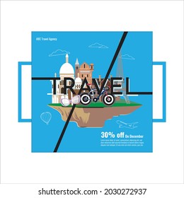 Creative manipulation travel poster vector for social media advertising