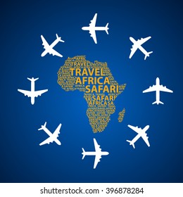 Creative Map of africa and airplanes Vector illustration