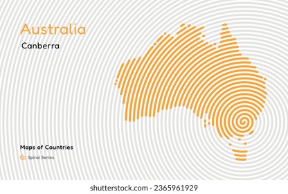 Creative map of Australia. Political map. Canberra. Capital. World Countries vector maps series. White Spiral series