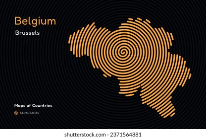 Creative map of Belgium. Political map. Capital Brussels. World Countries vector maps series. Spiral fingerprint series