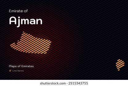 Creative Map of Emirate of Ajman in a line stipes Pattern. Maps of Emirates UAE