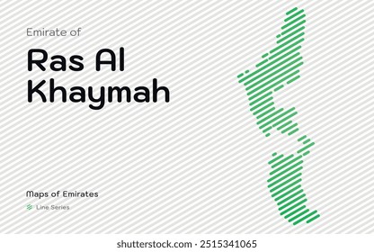Kreative Karte von Emirat Ras Al Khaymah in einer Linie Streifen Muster. Landkarten von Emirates UAE