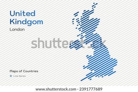 Creative map Great Britain. Political map. London. United Kingdom. World Countries line pattern vector maps series.
