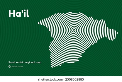 Creative Map of Ha'il in a Circle Spiral Pattern. Saudi Arabia regional map