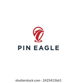Creative Map Pin Eagle logo design vector illustration	