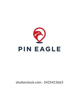 Creative Map Pin Eagle logo design vector illustration	