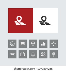 Creative Map Pointer Icon with Bonus Icons.