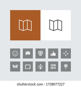 Creative Map Pointer Line Icon with Bonus Icons. 
