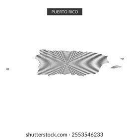 A creative map of Puerto Rico showcased with a dotted pattern and wavy background design, capturing artistic elements.