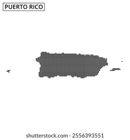 A creative map of Puerto Rico showcased with a dotted pattern and wavy background design, capturing artistic elements.