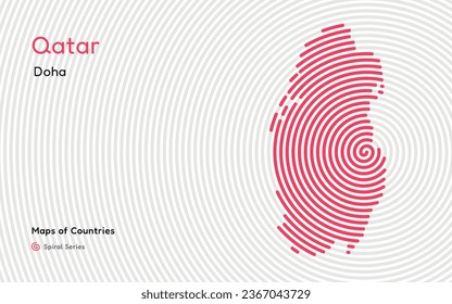 Creative map of Qatar. Political map. Doha. Capital. World Countries vector maps series. White Spiral series