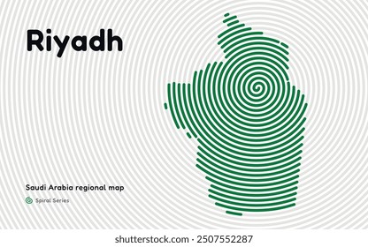 Creative Map of Riyadh, Ar Riyad in a Circle Spiral Pattern. Saudi Arabia regional map