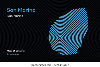 Creative map of San Marino. Political map. San Marino Capital. World Countries vector maps series. Spiral fingerprint series