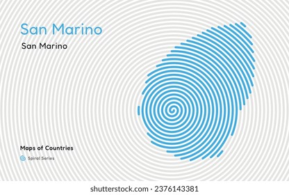 Creative map of San Marino. Political map. San Marino Capital. World Countries vector maps series. Spiral fingerprint series